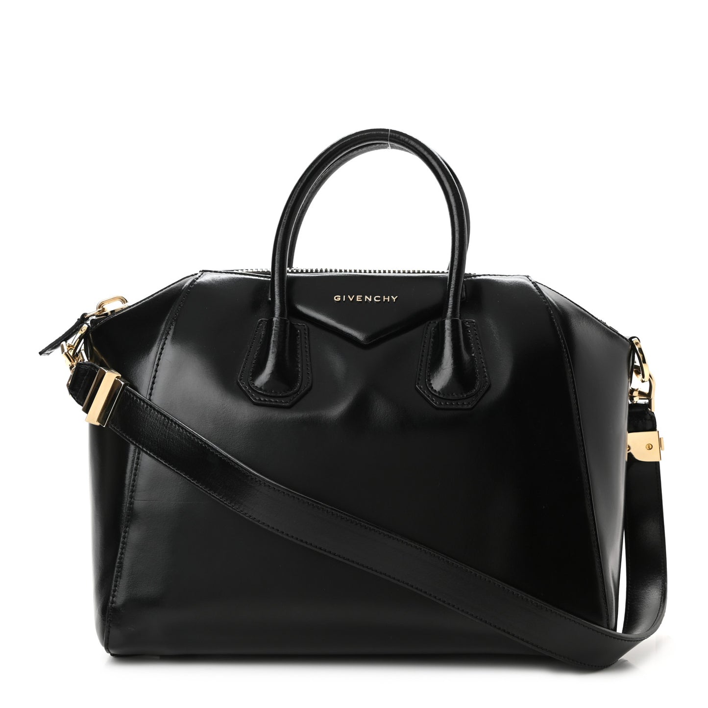 Shiny Lord Calfskin Medium Antigona Black