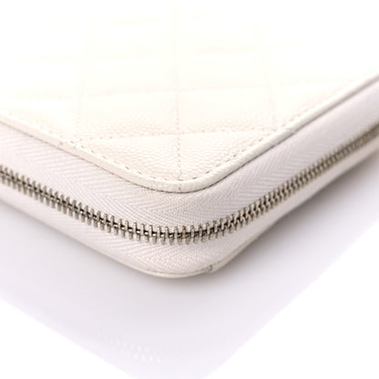 Chanel Caviar Quilted Large Gusset Zip Around Wallet White 16 of 17