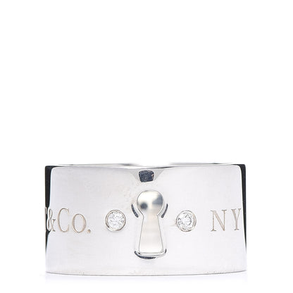 Tiffany Sterling Silver Diamond Wide Locks Band Ring 47 4 1 of 4