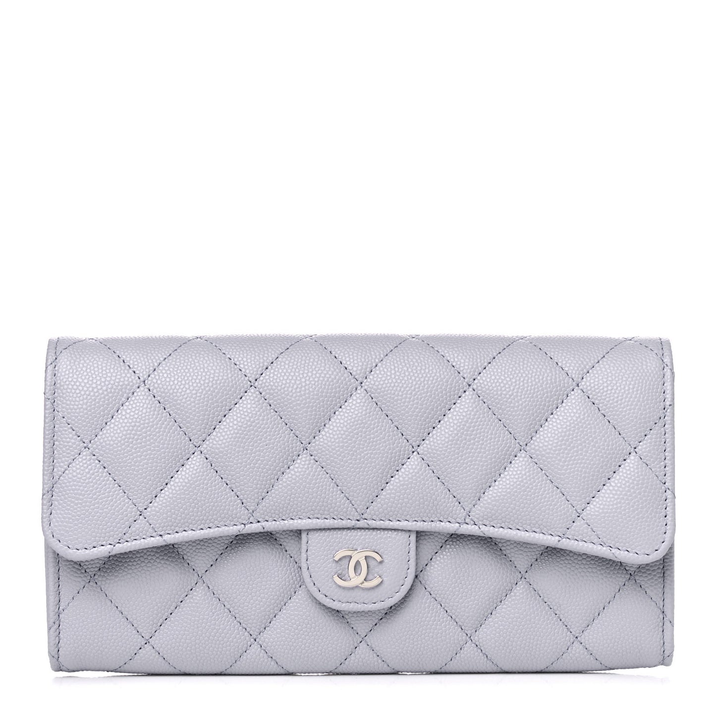 Caviar Quilted Large Flap Wallet Light Purple
