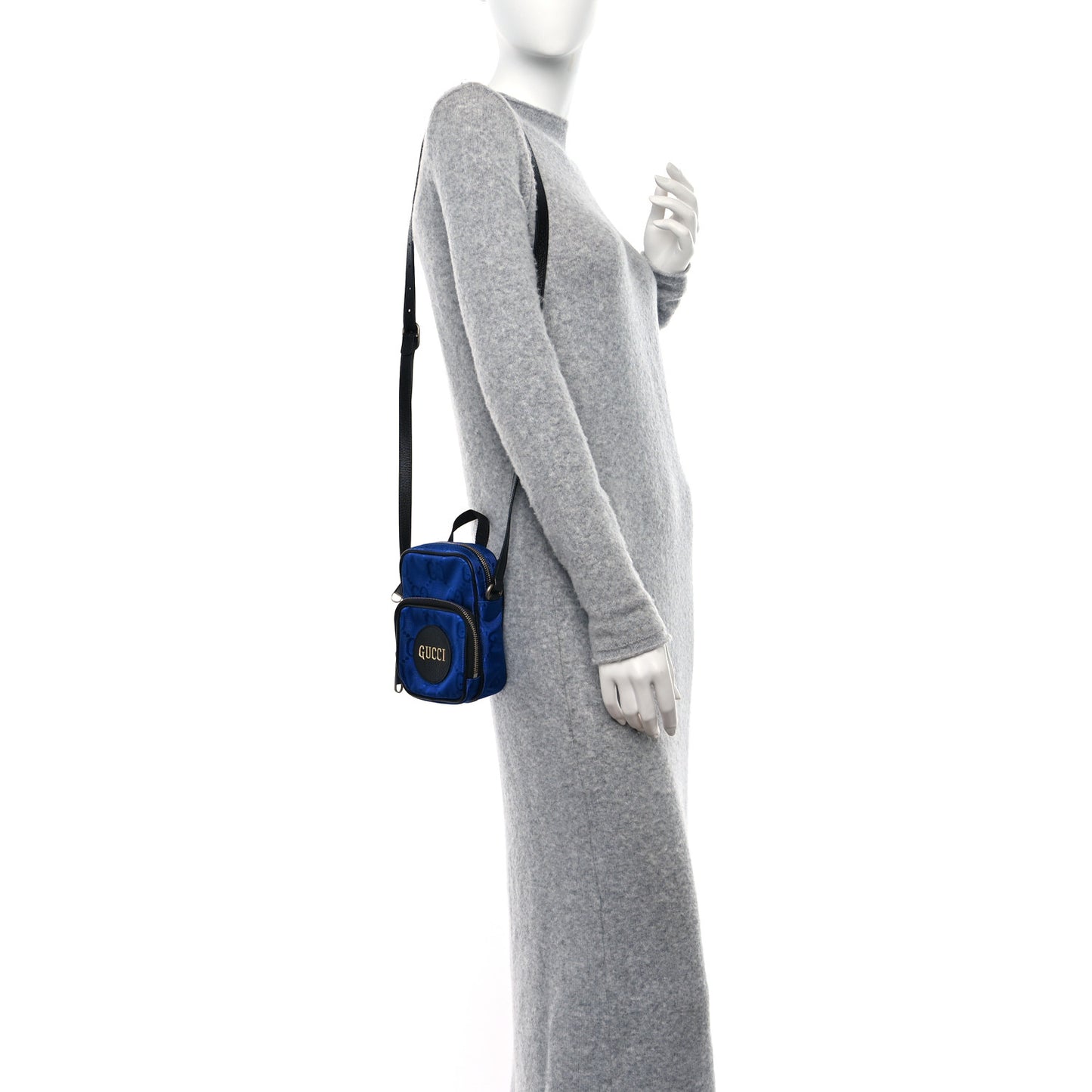 Econyl Nylon Monogram Off The Grid Shoulder Bag Guilted Blue Black