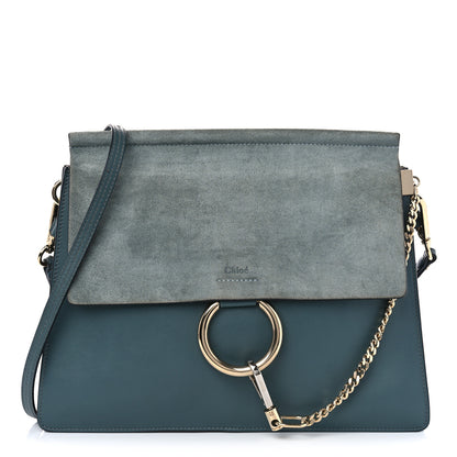 Chloe Suede Calfskin Medium Faye Shoulder Bag Cloudy Blue 1 of 9
