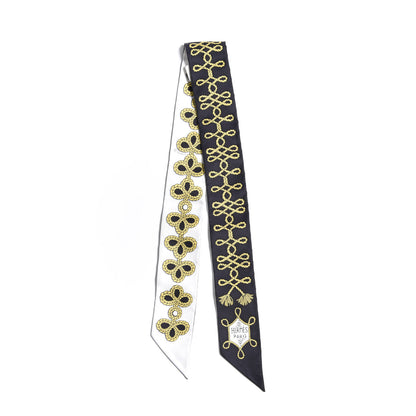 Hermes Silk Galons Et Brandebourg Twilly Black Gold White 4 of 4