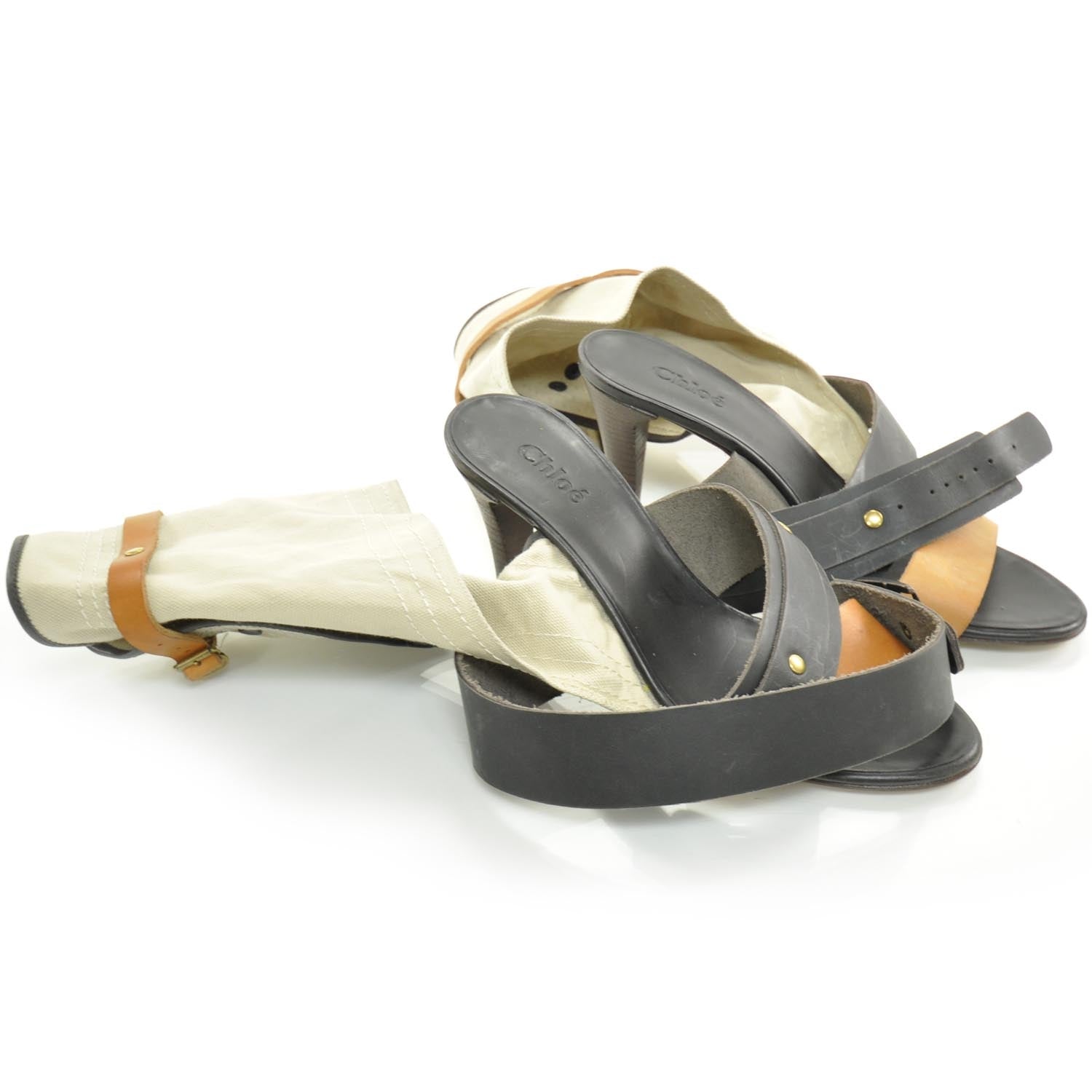 Chloe Canvas and Leather Cutout Sandals 37 2 of 7