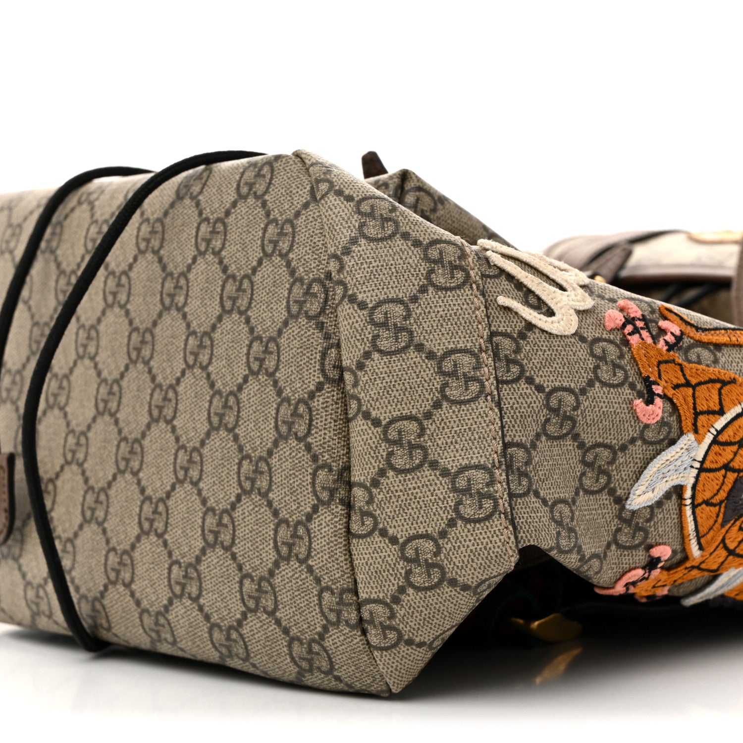 Gucci Soft GG Supreme Monogram Courrier Web Double Buckle Backpack Beige New Acero 10 of 14