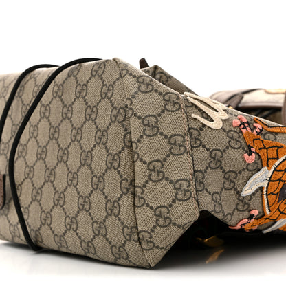 Gucci Soft GG Supreme Monogram Courrier Web Double Buckle Backpack Beige New Acero 10 of 14