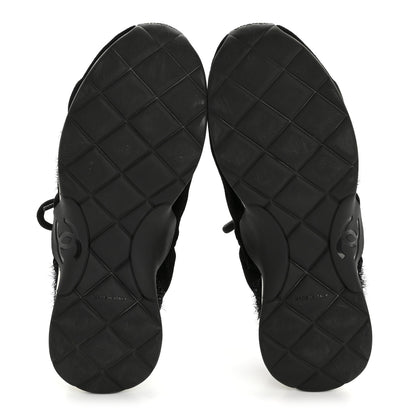Chanel Stretch Fabric Womens CC Sneakers 37.5 Black 6 of 9