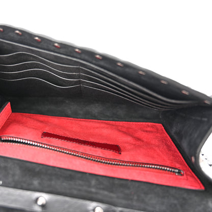 Valentino Garavani Craquele Nappa Rockstud Spike Wallet on Chain Black 5 of 9