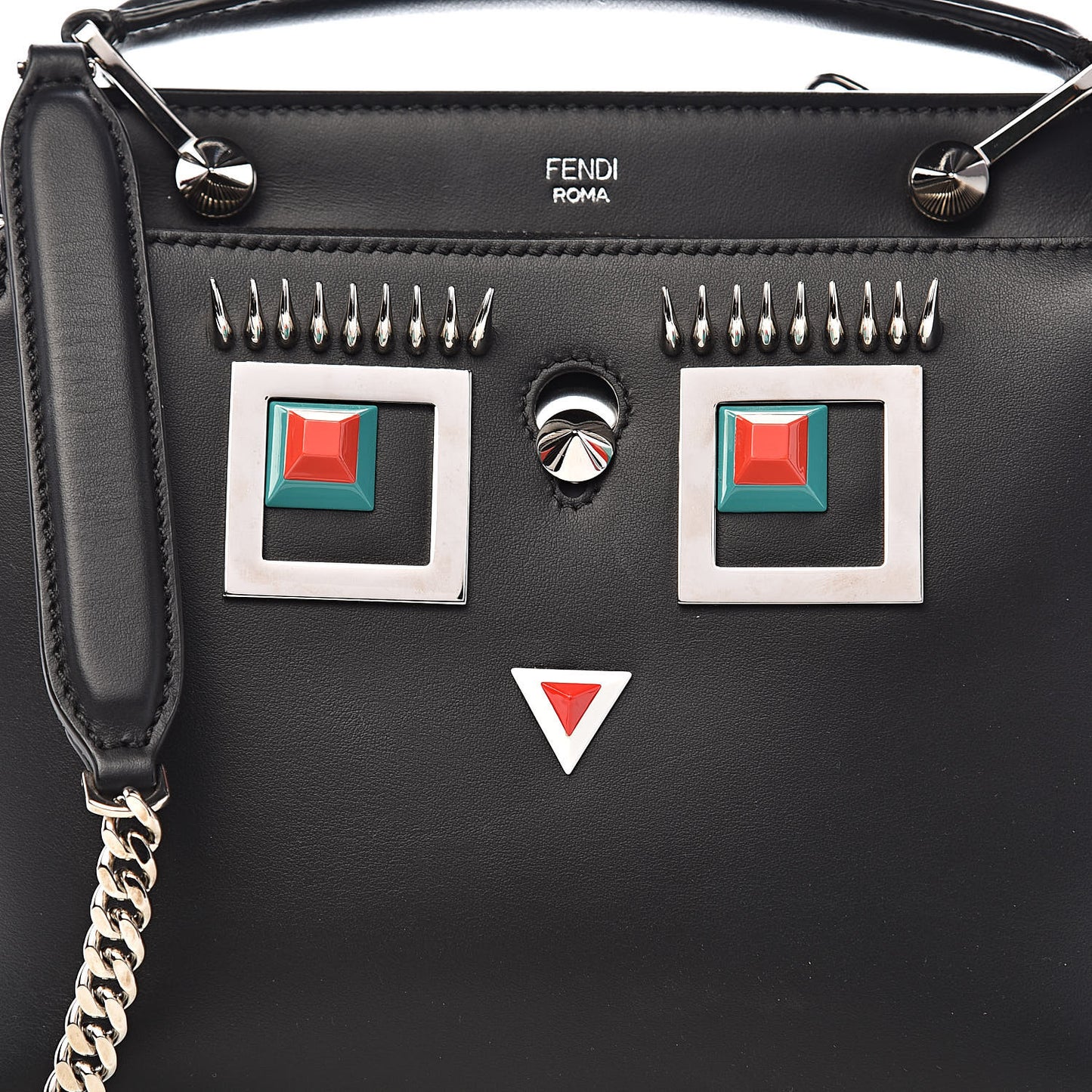 Vitello Baltico Hypnoteyes Studded Small Dotcom Click Chain Satchel Black