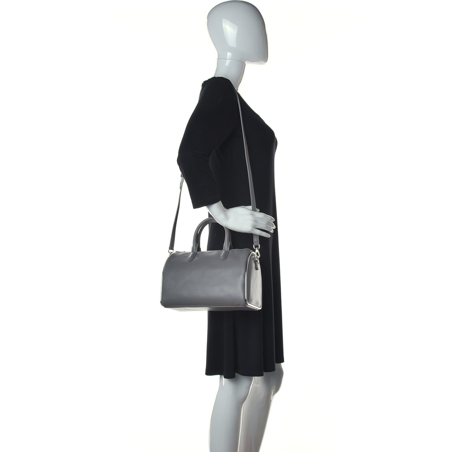 Supple Calfskin Small Halo Duffle Bag Grey