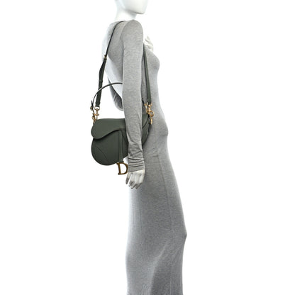 Christian Dior Grained Calfskin Saddle Bag With Strap Sage Green 2 of 10
