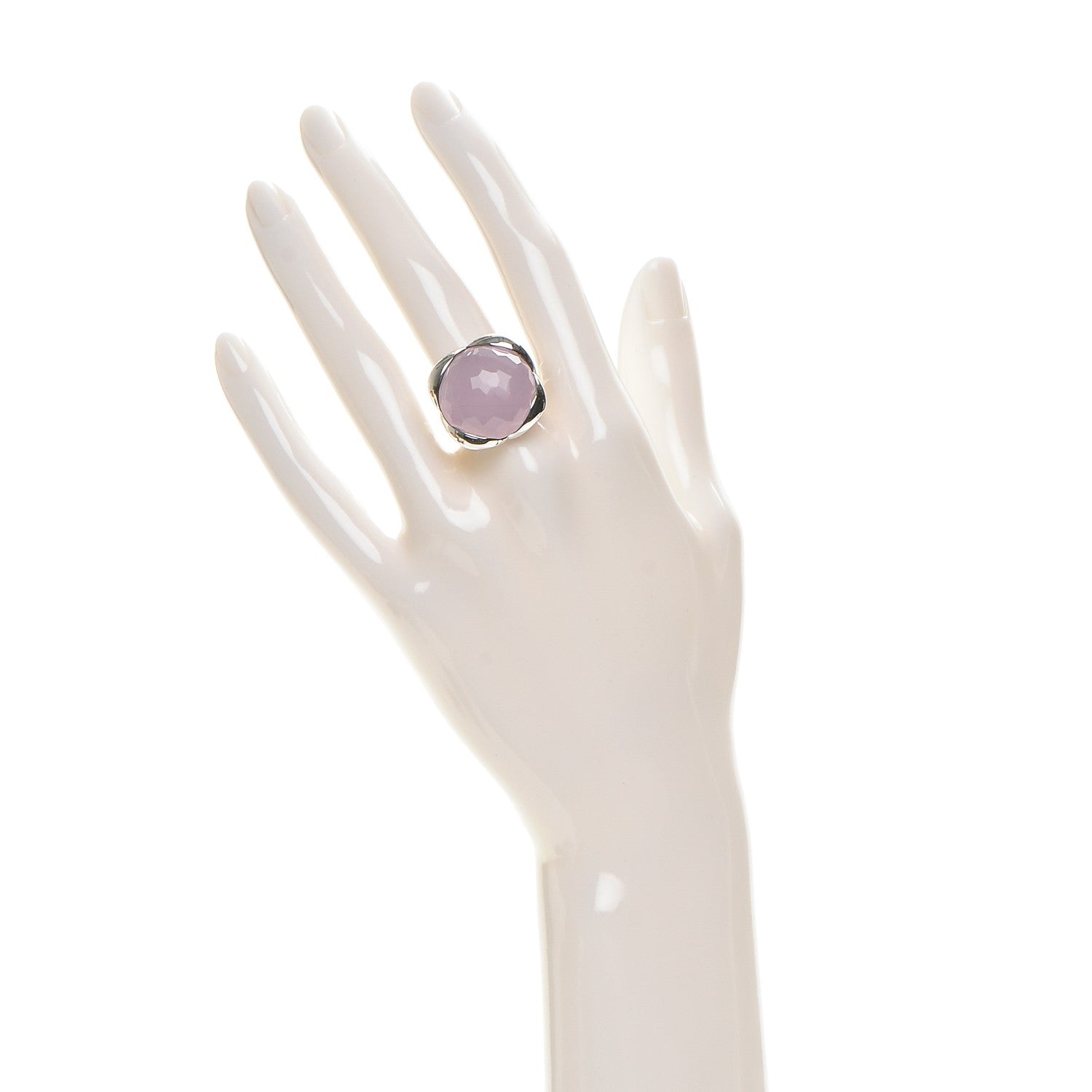 David Yurman Sterling Silver Rose Quartz Continuance Ring 54 7 2 of 4