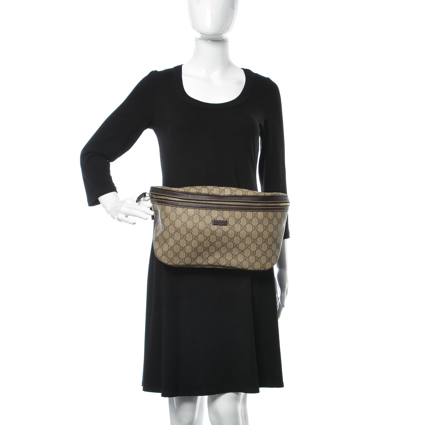 GG Supreme Monogram Belt Bag Dark Brown