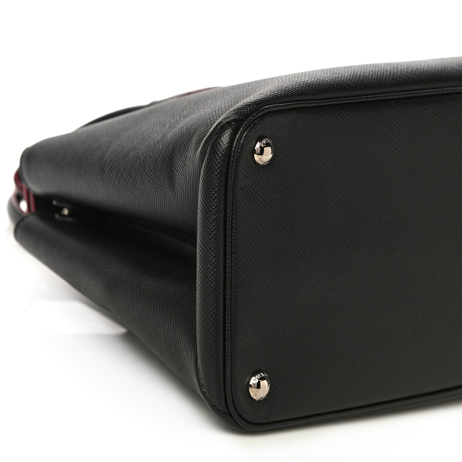 Prada Saffiano Cuir Twin Tote Black Fuoco 7 of 9