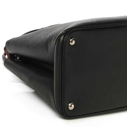 Prada Saffiano Cuir Twin Tote Black Fuoco 7 of 9