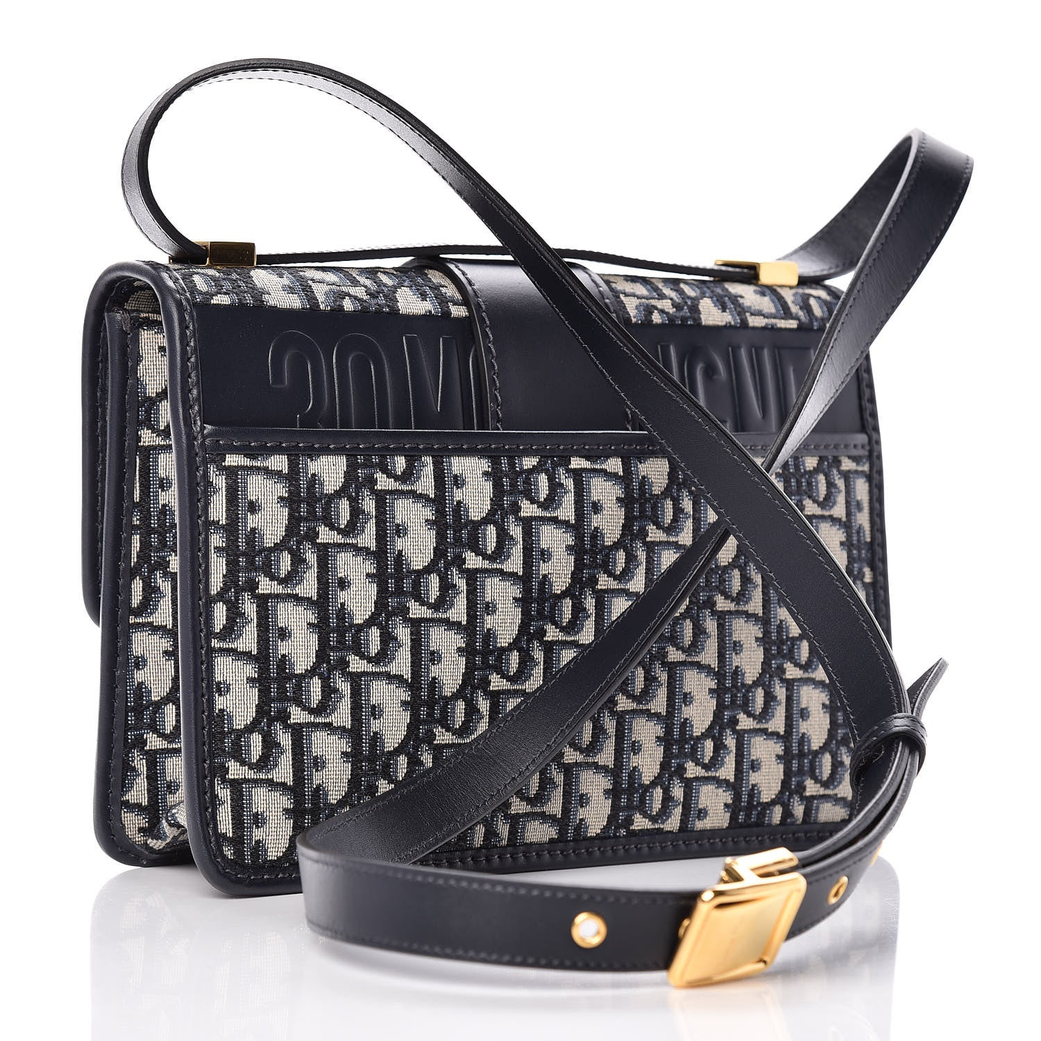 Christian Dior Oblique 30 Montaigne Flap Bag Blue 3 of 10