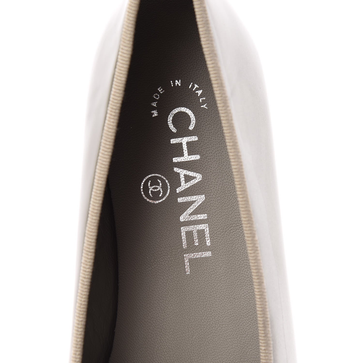 Chanel Patent Calfskin CC Cap Toe Ballerina Flats 36.5 Light Grey 7 of 11