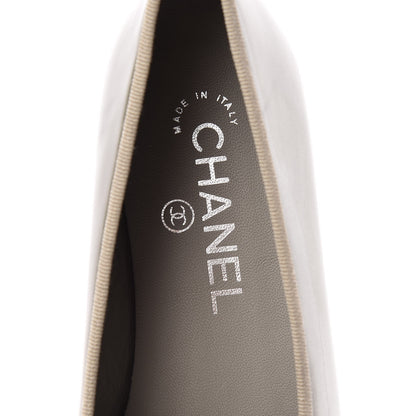 Chanel Patent Calfskin CC Cap Toe Ballerina Flats 36.5 Light Grey 7 of 11