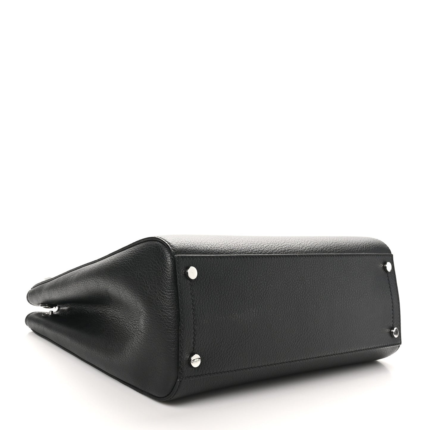 Grainy Calfskin Large Varenne Logo Top Handle Satchel Black