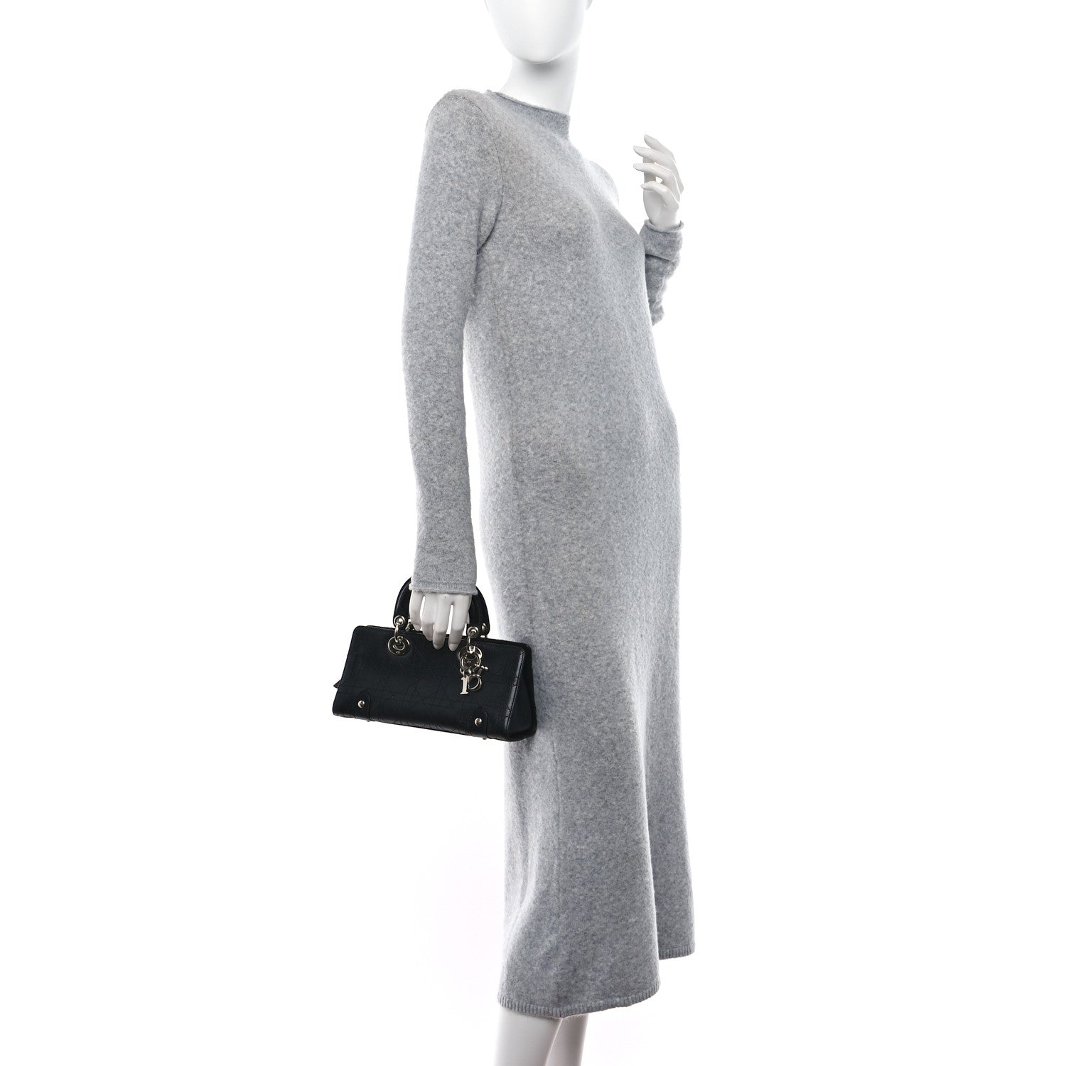 Christian Dior CHRISTIAN DIOR Calfskin Cannage Stitched Small East West Lady Dior Black 2 of 10