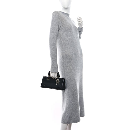 Christian Dior CHRISTIAN DIOR Calfskin Cannage Stitched Small East West Lady Dior Black 2 of 10