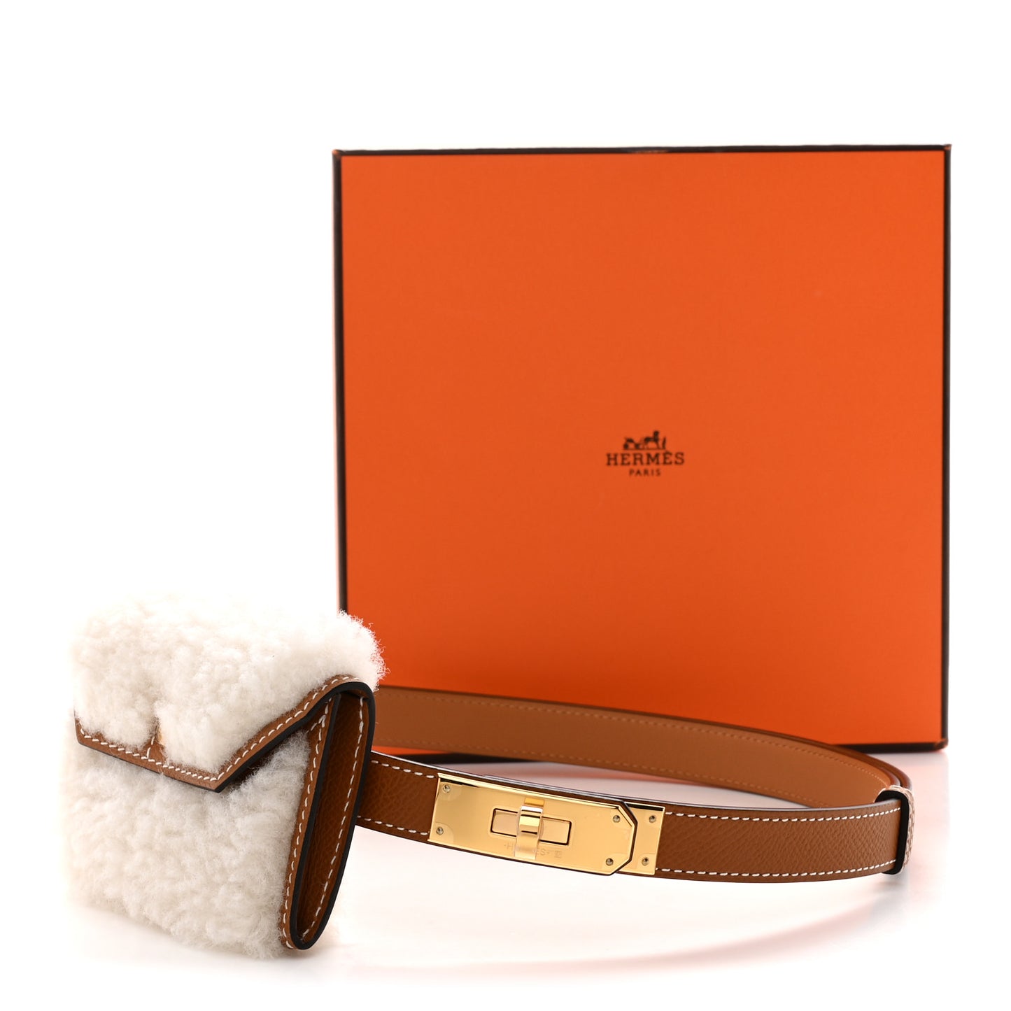 Epsom Teddy Kelly Pocket Belt Gold Ecru