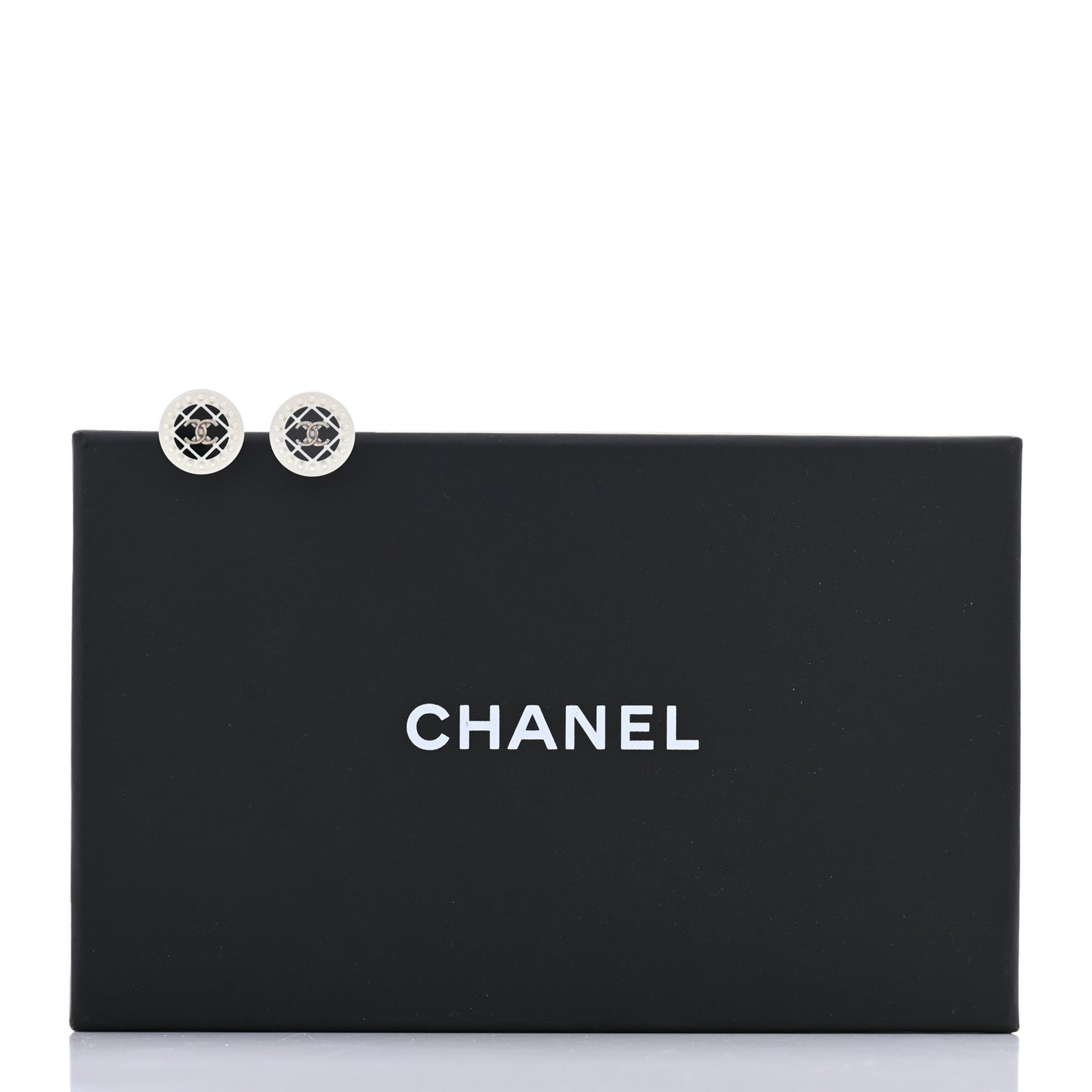 Resin Pearl CC Earrings White Black