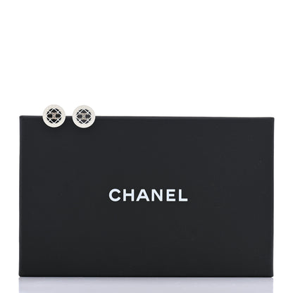 Chanel Resin Pearl CC Earrings White Black 5 of 5