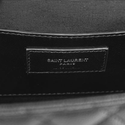 Saint Laurent Grain De Poudre Textured Mixed Matelasse Triquilt Medium Monogram Satchel Black 7 of 7