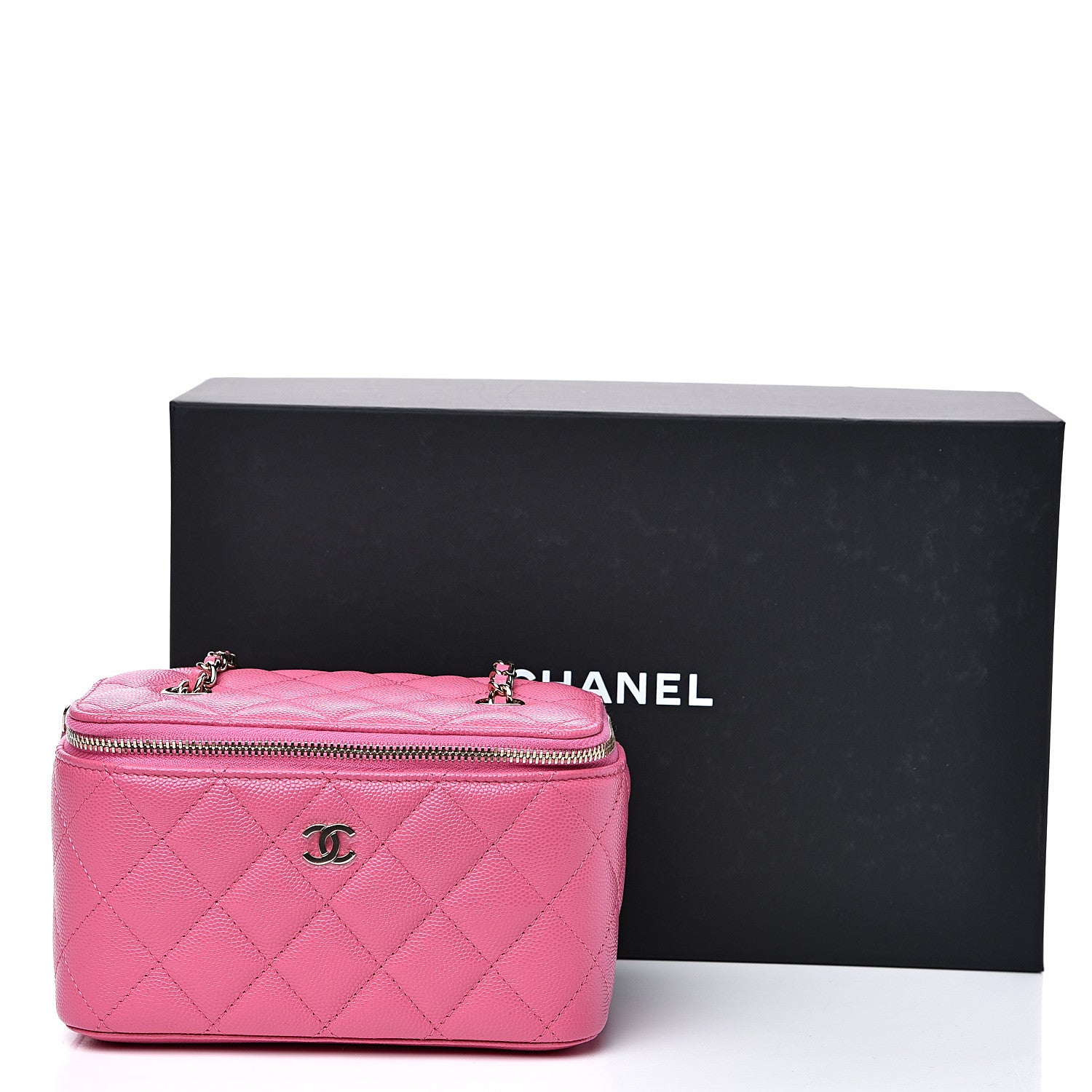 Chanel Caviar Quilted Small Vanity Case With Chain Pink 9 of 9
