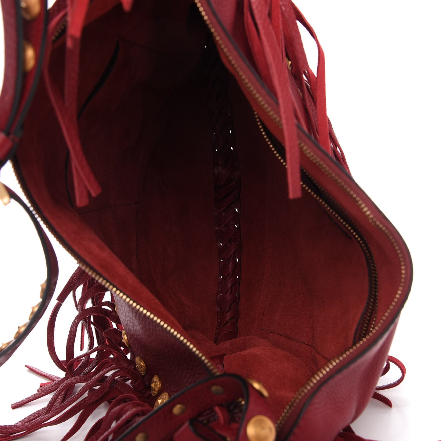 Grained Calfskin C-Rockee Fringe Hobo Scarlet