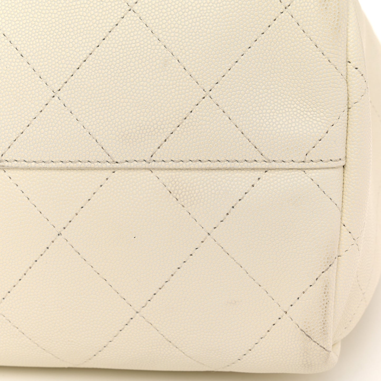 Caviar Stitched Large Shopping Tote White