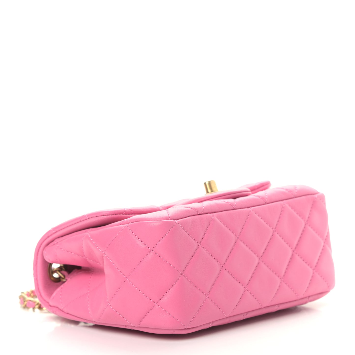 Lambskin Quilted Mini Pearl Crush Flap Pink