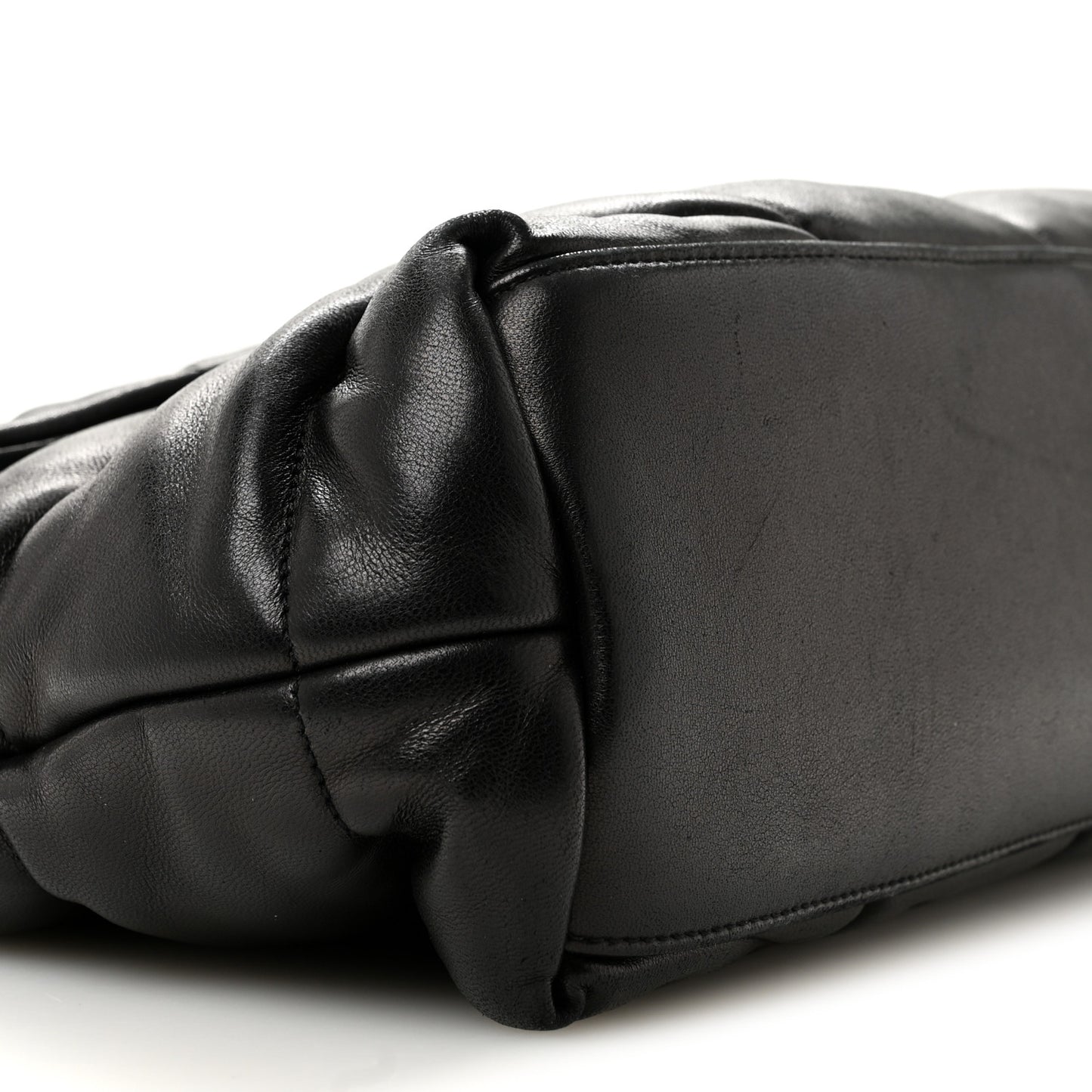 Lambskin Quilted Monogram Monochrome Medium Loulou Puffer Chain Satchel Black