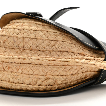 Loewe Calfskin Raffia Gate Crossbody Bag Natural Black 10 of 11