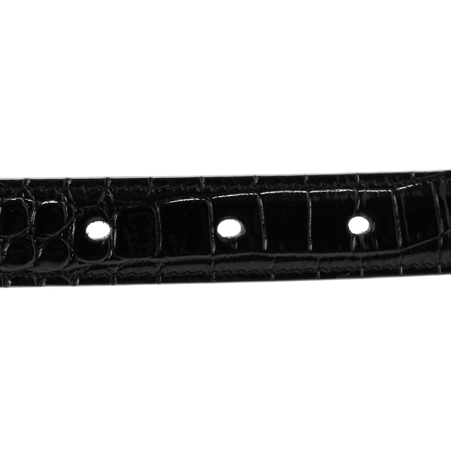Calfskin Crocodile Embossed Monogram Square Buckle Belt 80 32 Black