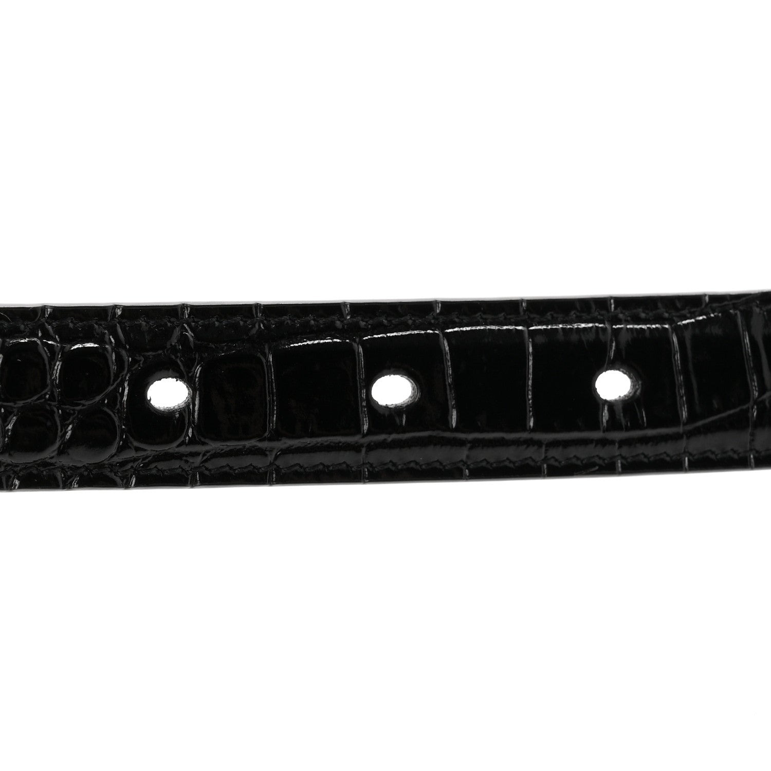 Saint Laurent Calfskin Crocodile Embossed Monogram Square Buckle Belt 80 32 Black 5 of 7
