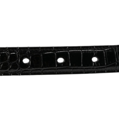 Saint Laurent Calfskin Crocodile Embossed Monogram Square Buckle Belt 80 32 Black 5 of 7