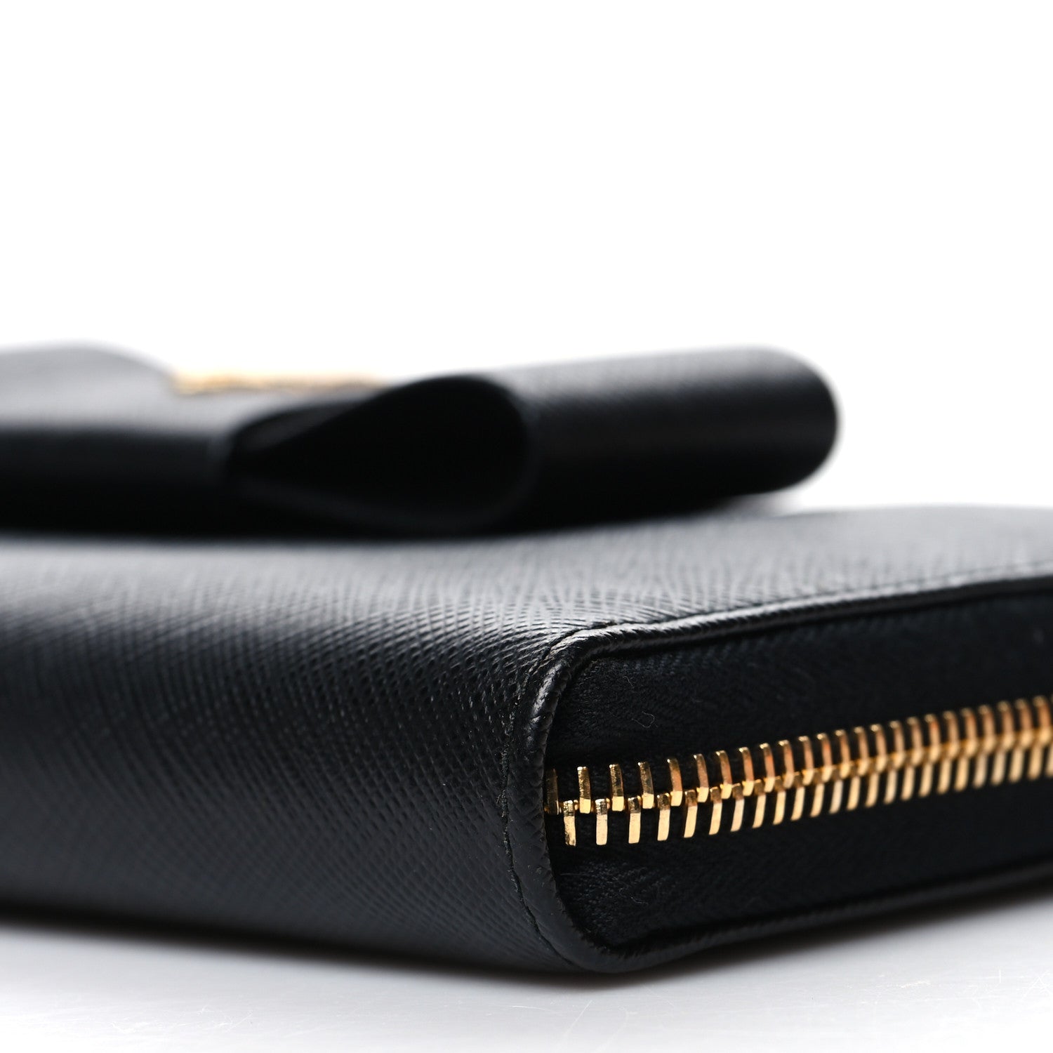 Prada Saffiano Fiocco Bow Zip Around Wallet Black 9 of 10