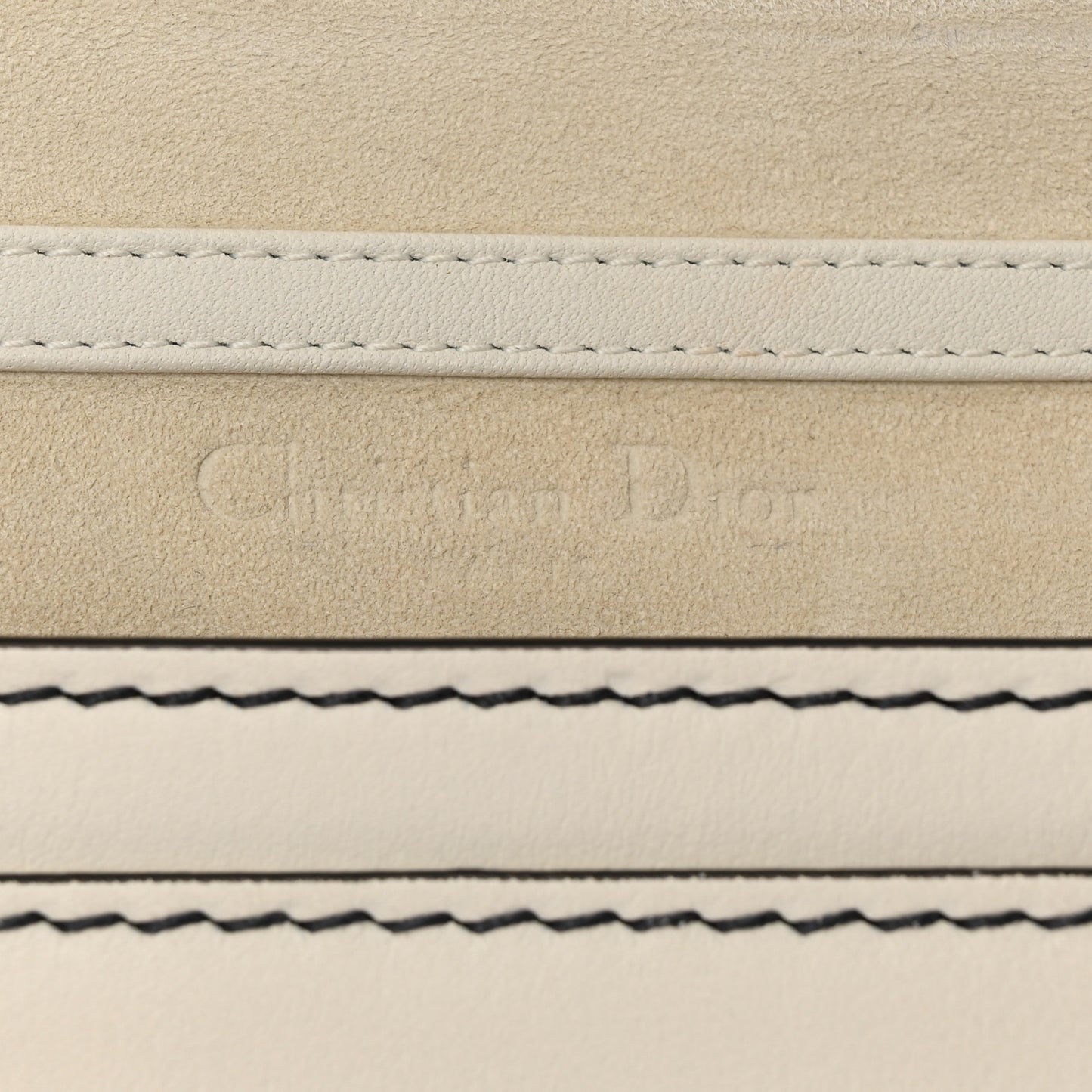 Calfskin J'Adior Wallet on Chain Pouch Off White