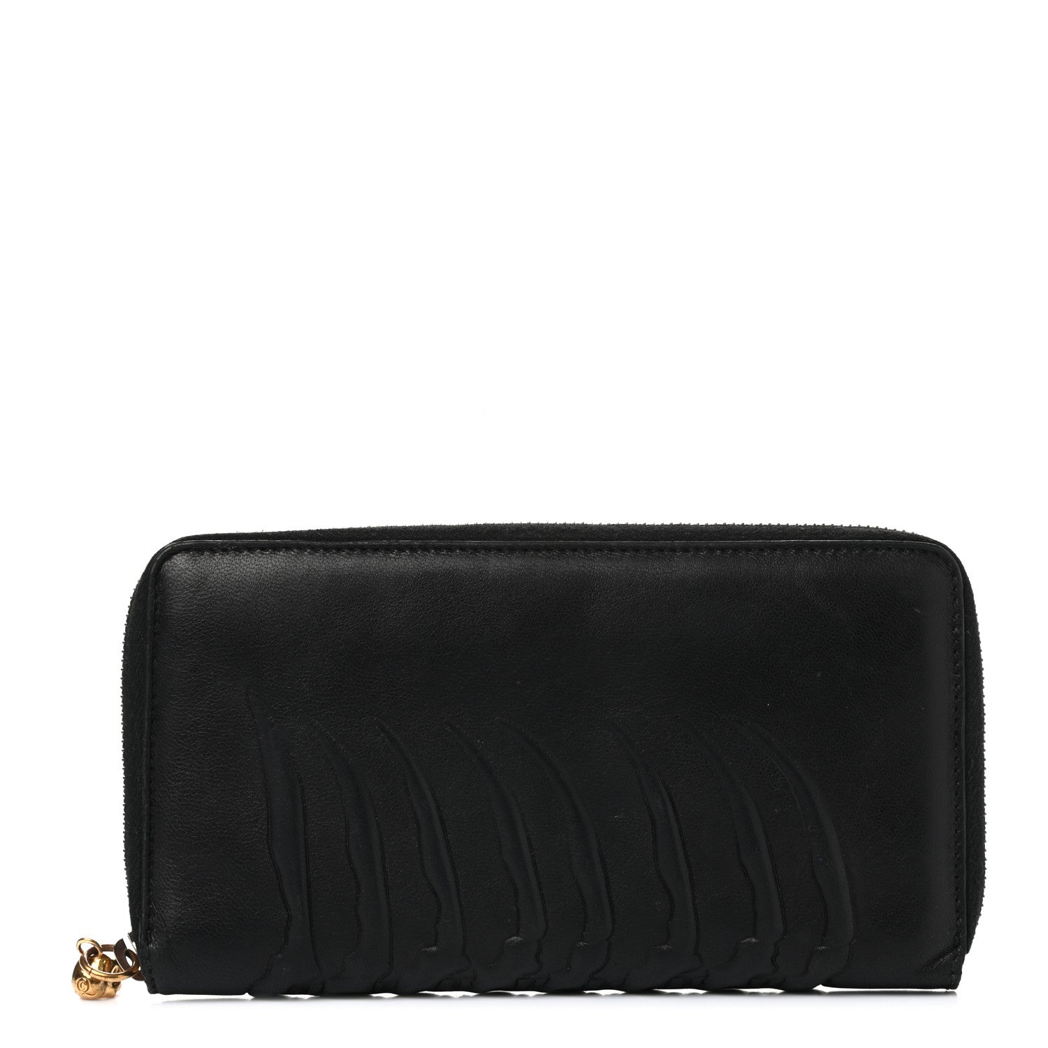 Alexander McQueen Embossed Calfskin Rib Cage Zip Around Wallet Black 1 of 8