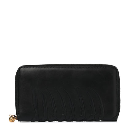 Alexander McQueen Embossed Calfskin Rib Cage Zip Around Wallet Black 1 of 8