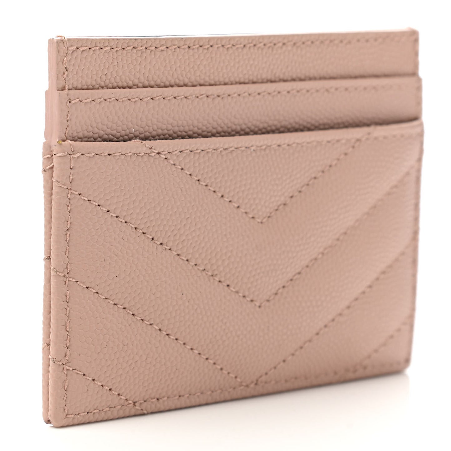 Grain De Poudre Matelasse Chevron Monogram Credit Card Case Pale Pink