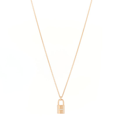Hermes 18K Rose Gold Diamond Amulettes Cadenas Pendant Necklace 1 of 5