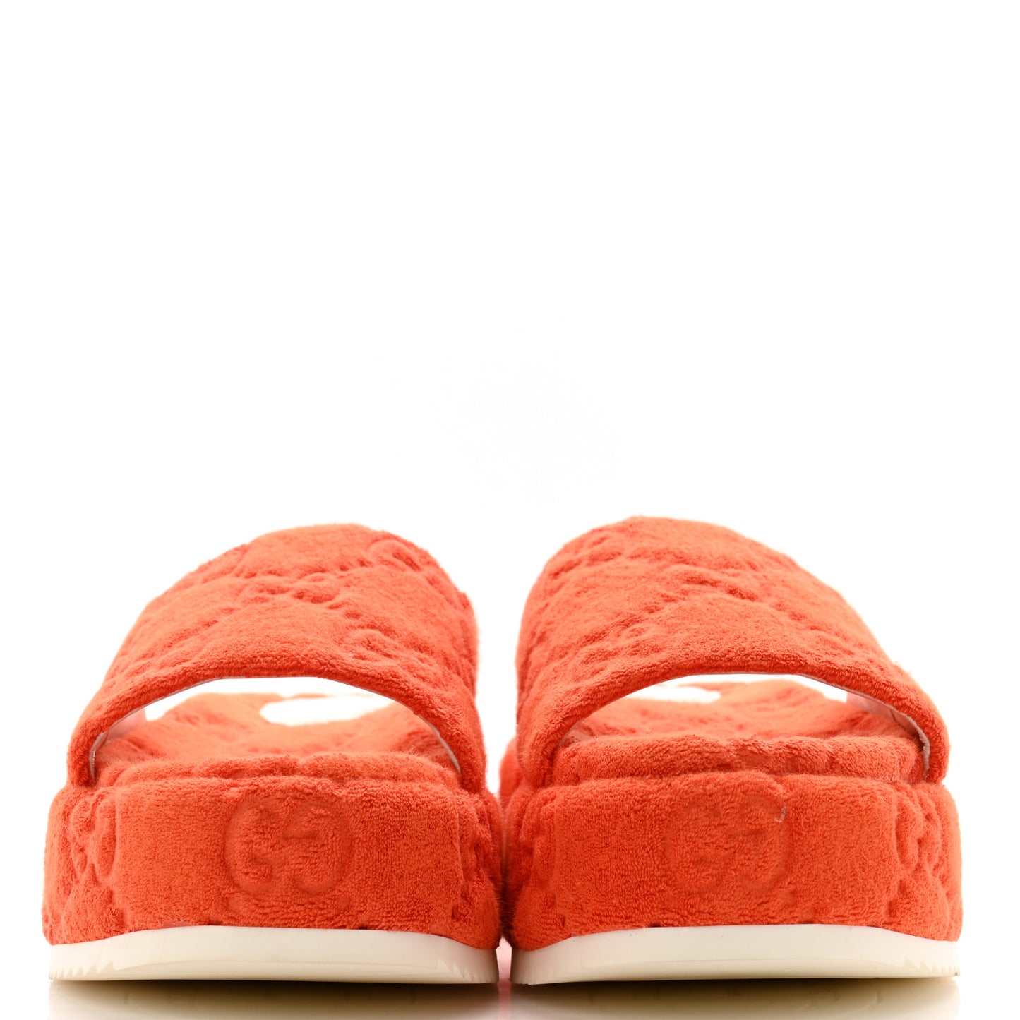 Terry Cloth GG Monogram Angelina Platform 55mm Slide Sandals 38.5 Deep Orange