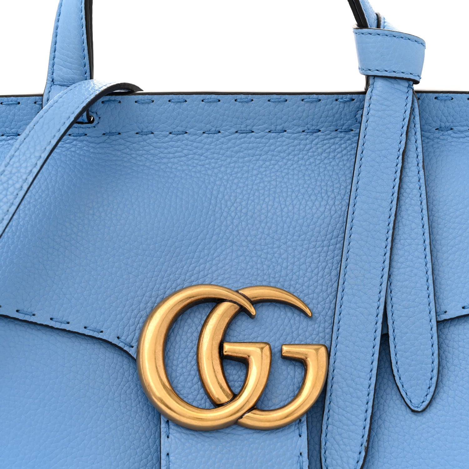Gucci Calfskin Small GG Marmont Top Handle Bag Clear Sky Blue 8 of 11