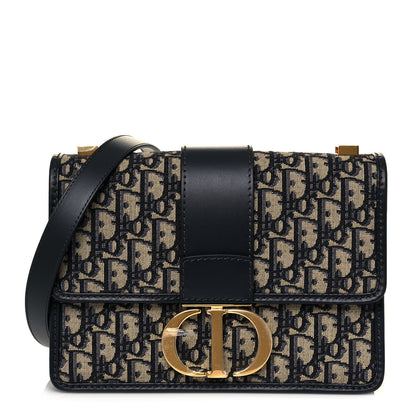 Christian Dior Oblique 30 Montaigne Chain Flap Bag Blue 1 of 14