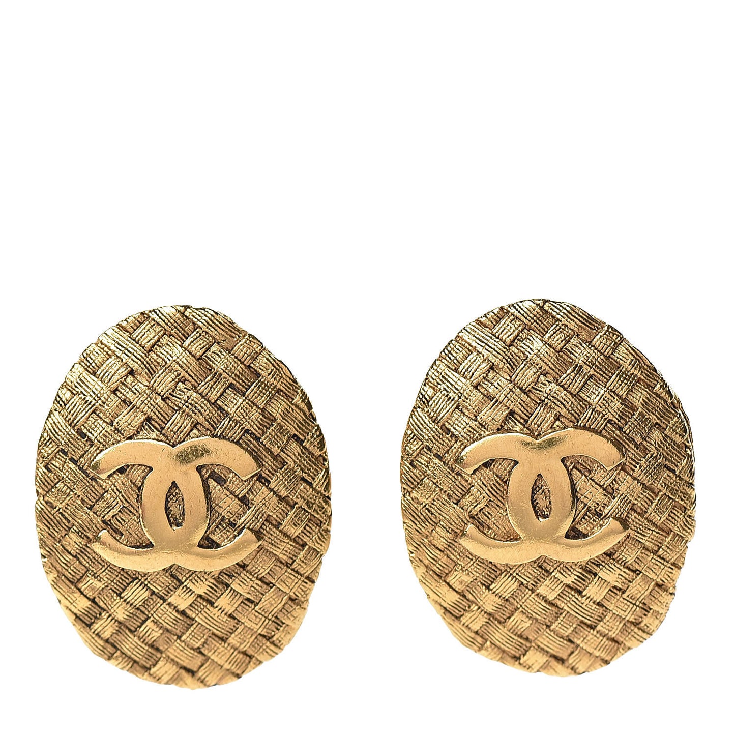 Oval CC Clip On Earrings Gold