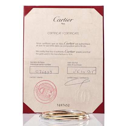 Cartier 18K Pink Yellow White Gold Trinity Bangle Bracelet 64 5 of 5