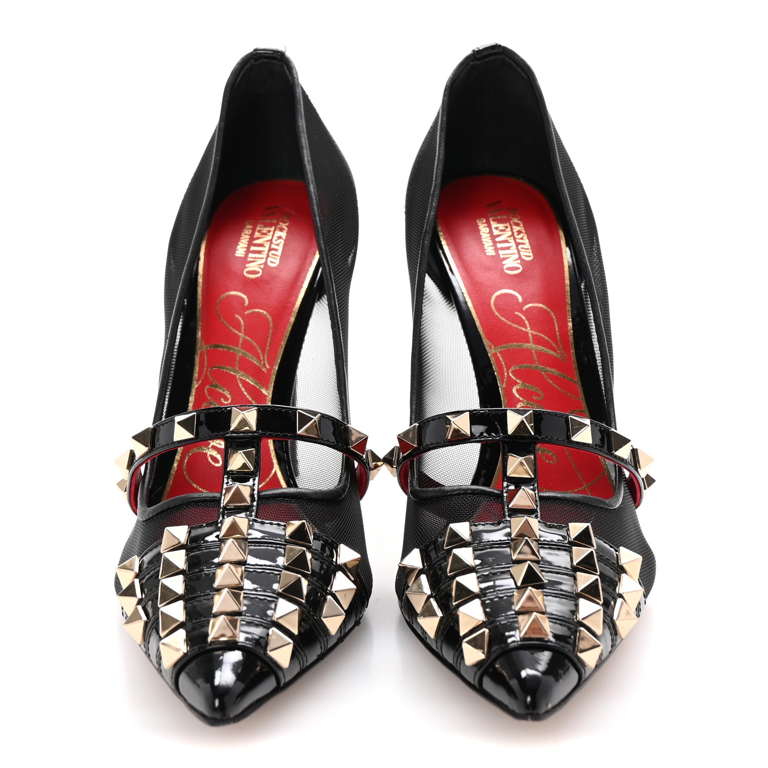 Valentino Garavani Mesh Patent Rockstud Alcove 100mm Pumps 38 Black 3 of 9
